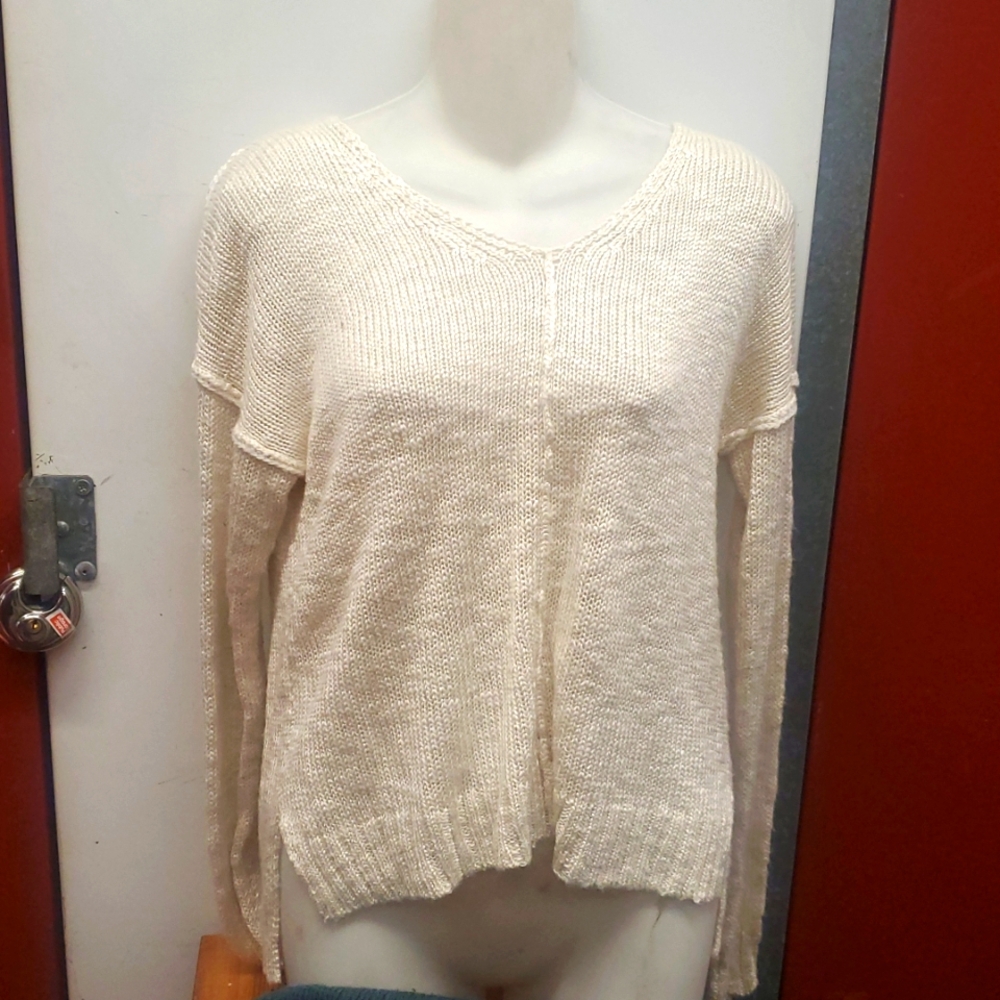 Hippy‎ Rose Bohemian Knitted Cream Off White MEDIUM V NECK